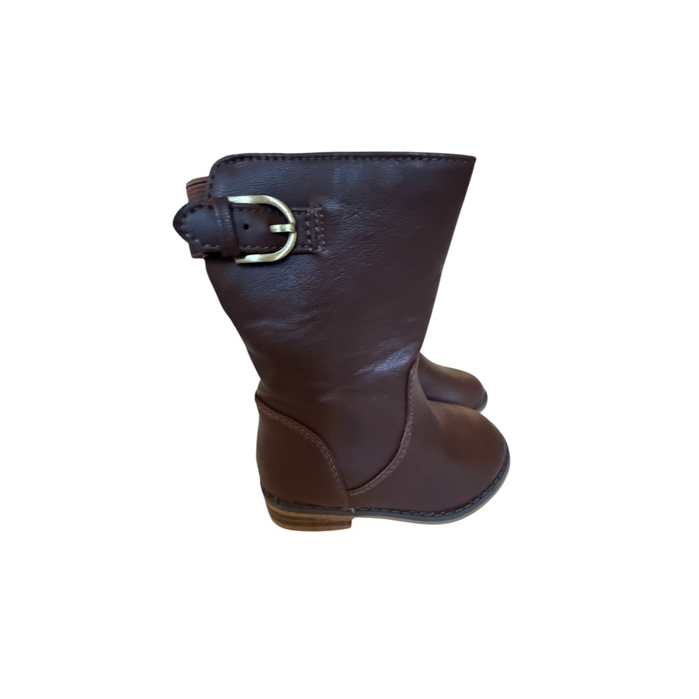 Cat & Jack Toddler Girl Brown Faux Leather Riding Boots Floral Lining Size 5